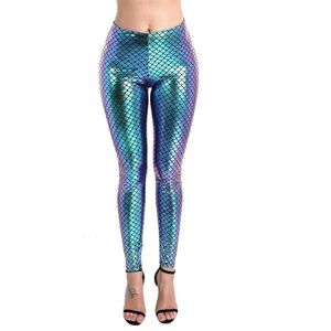 NWOT METALLIC MERMAID LEGGINGS *SMALL *FISH SCALE LEGGINGS *NEW *BLUE, PURPLE